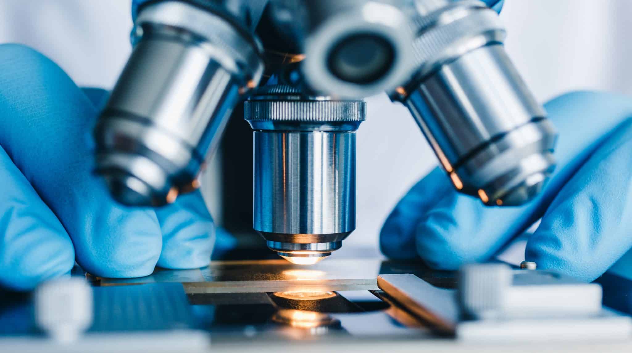 Close up shot of microscope in an laboratory